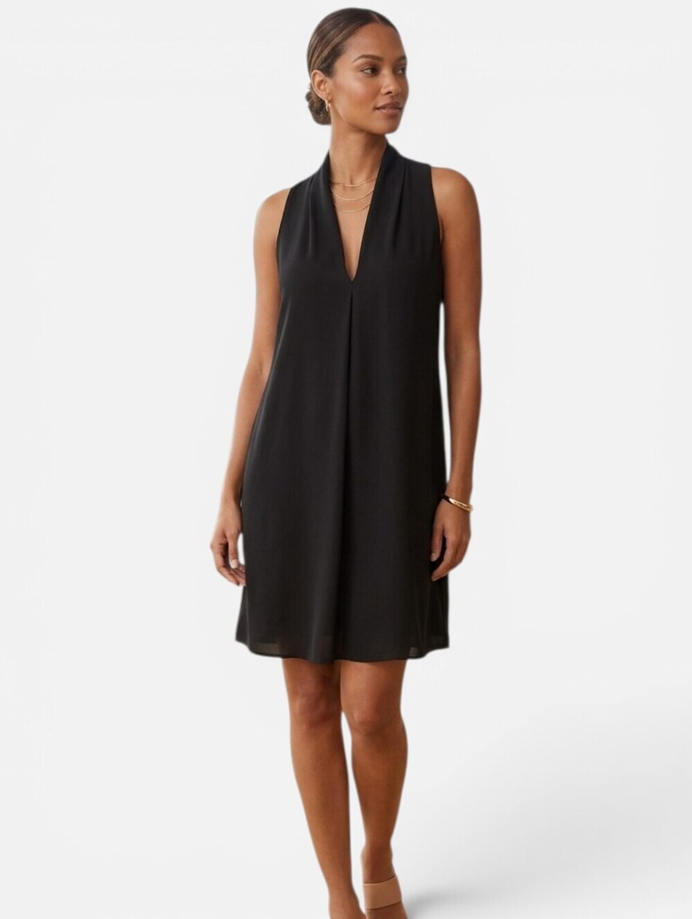RW&CO Flowy Black Sleeveless Shift Dress Size Medium